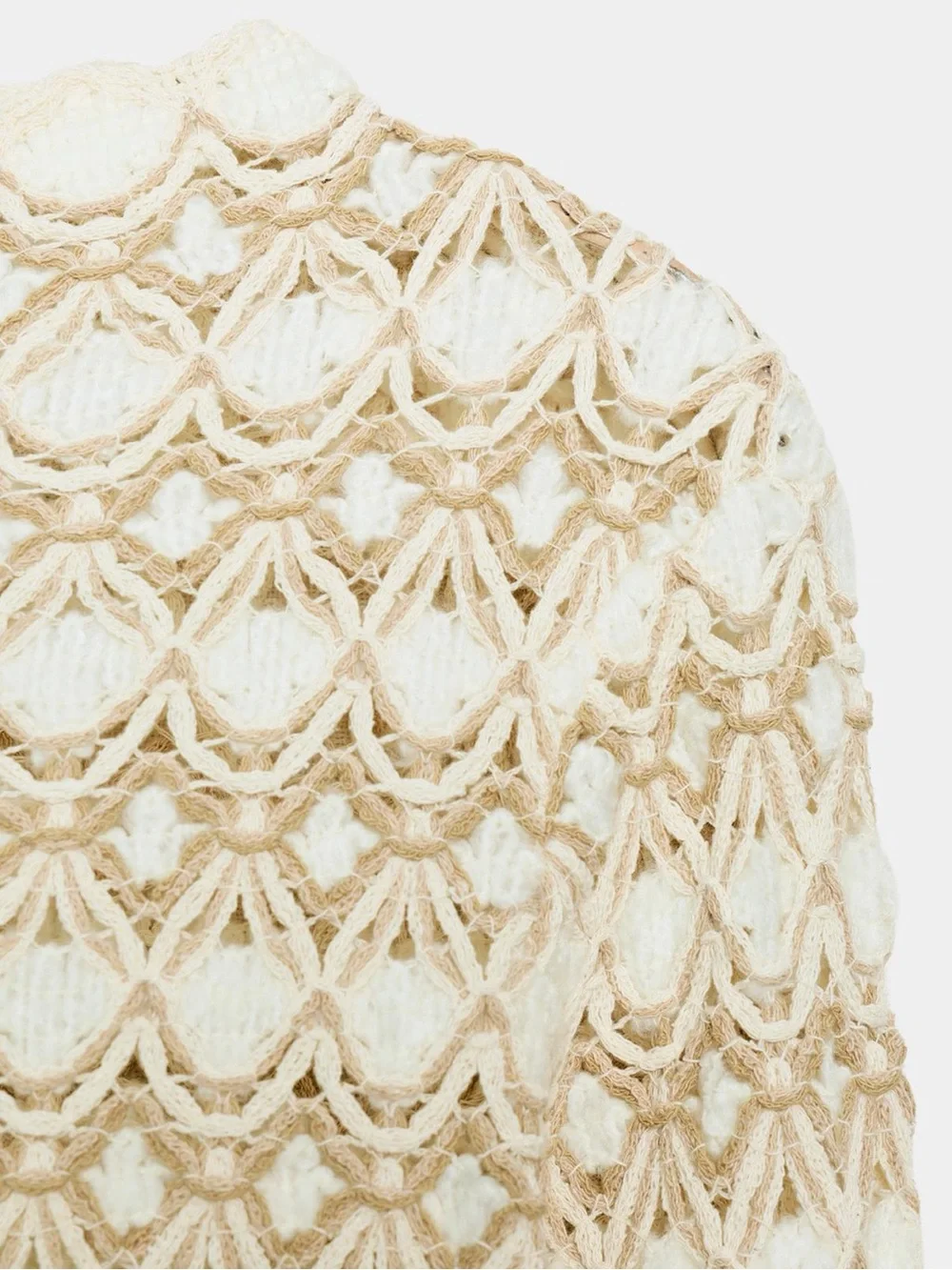 Zara Cream Open-Knit Crochet Sweater